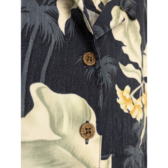 Island Traders Women's Hawaiian Shirt Button Down Blue White Floral Aloha Large - Picture 2 of 10